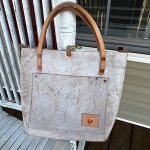 Meanwhile Back on the Farm white birch small tote